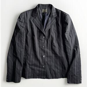 LOUBEN VTG 90s Wool Pinstripe Blazer Sz 14 Dark Academia Old Money Classic Prep
